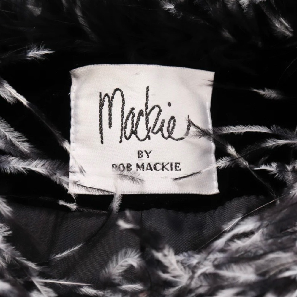Bob Mackie Black Velvet Jacket with Ostrich Feather Trim - Picture 5 of 6